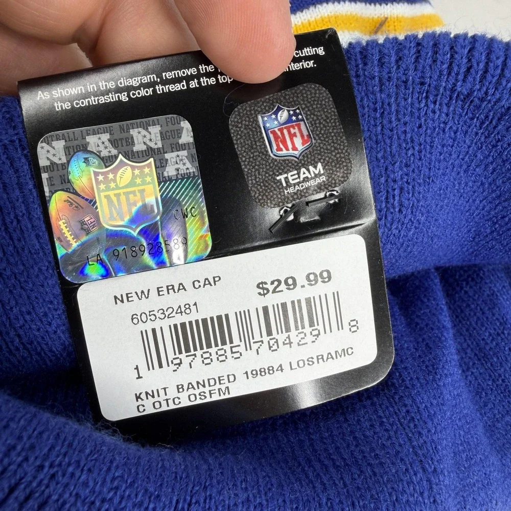 Los Angeles Rams Hat Beanie Pom Cuff Mens One Size Blue NFL Football New Era